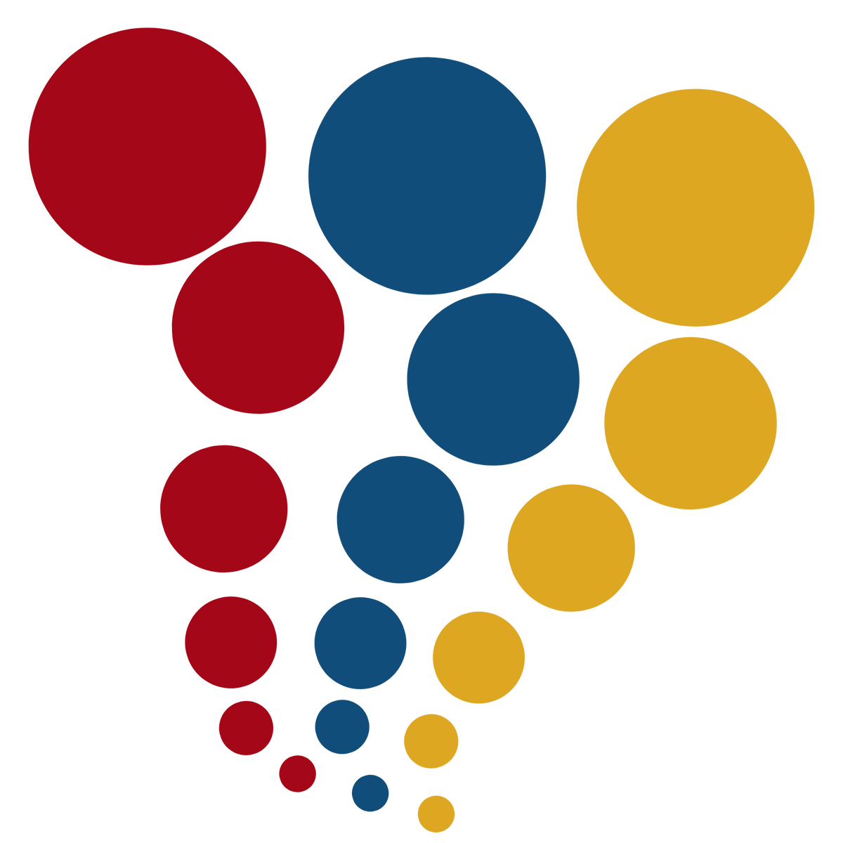 Isotipo, burbujas de color rojo, azul y amarillo en orden de izquierda a derecha, isotipo de la empresa CRISA Recubrimientos en Monterrey